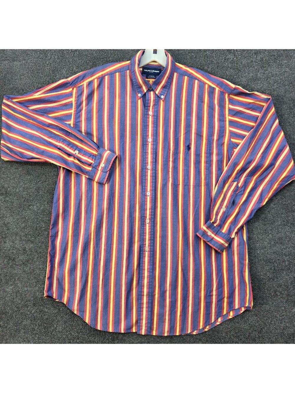 Vintage Ralph Lauren Golf Cotton Striped Button Down Shirt L Preppy Country Club
